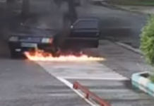 На заправке в Запорожье вспыхнула машина (ВИДЕО)