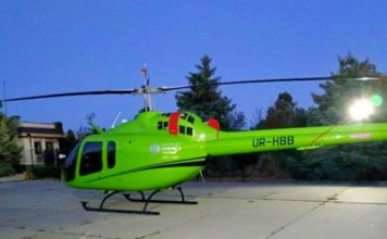 В Запорожской области заметили зеленый «президентский» вертолет (ФОТО)
