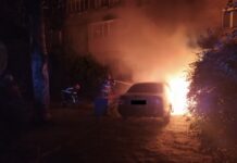 В Мелитополе загорелось авто